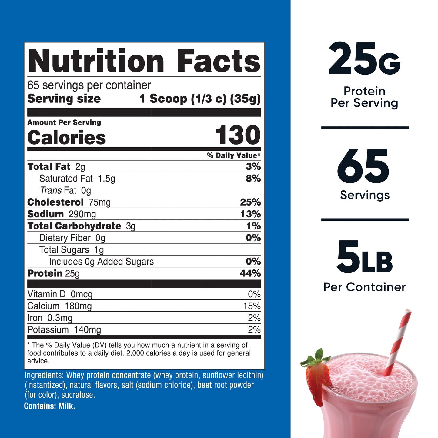 Whey Protein Concentrate (Strawberry Milkshake) 5LBS - Protein Supplement