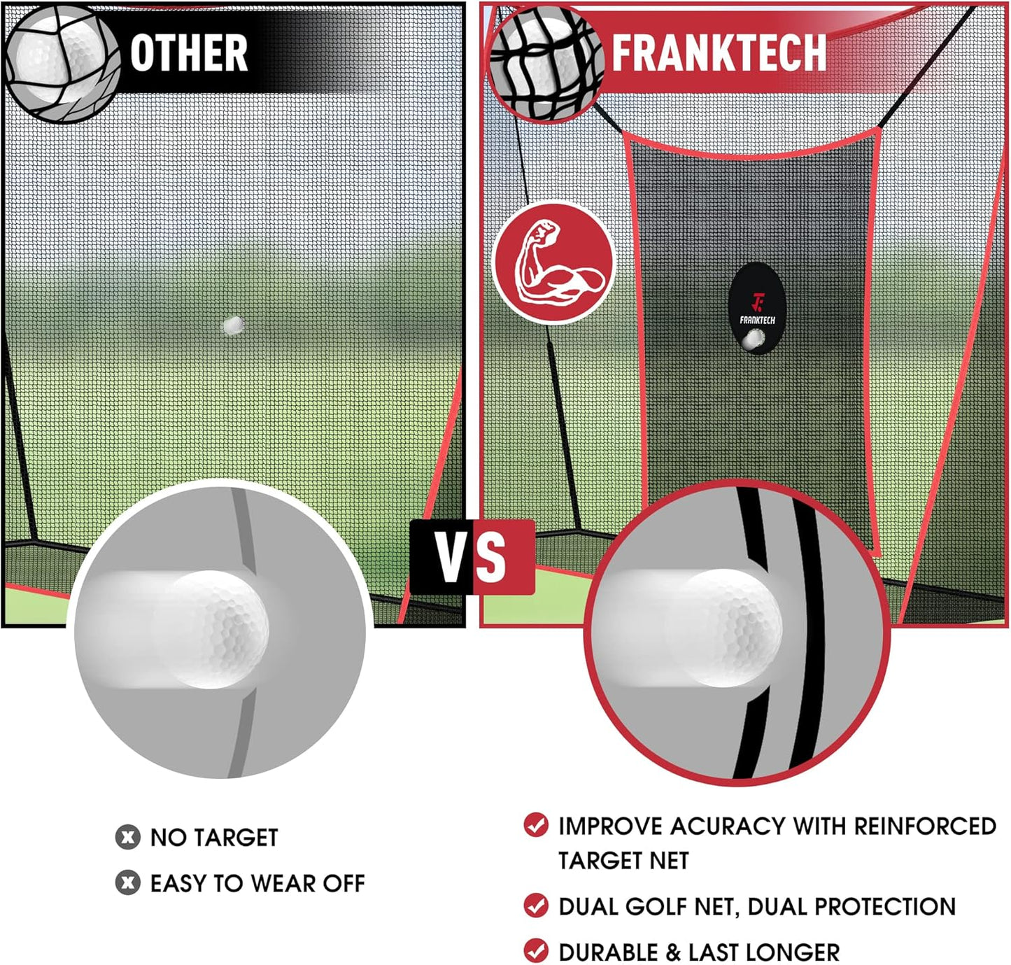 Golf Practice Net - Heavy Duty Driving Range Net with High Impact Chipping Target, Include Carry Bag and Golf Balls for Indoor Outdoor