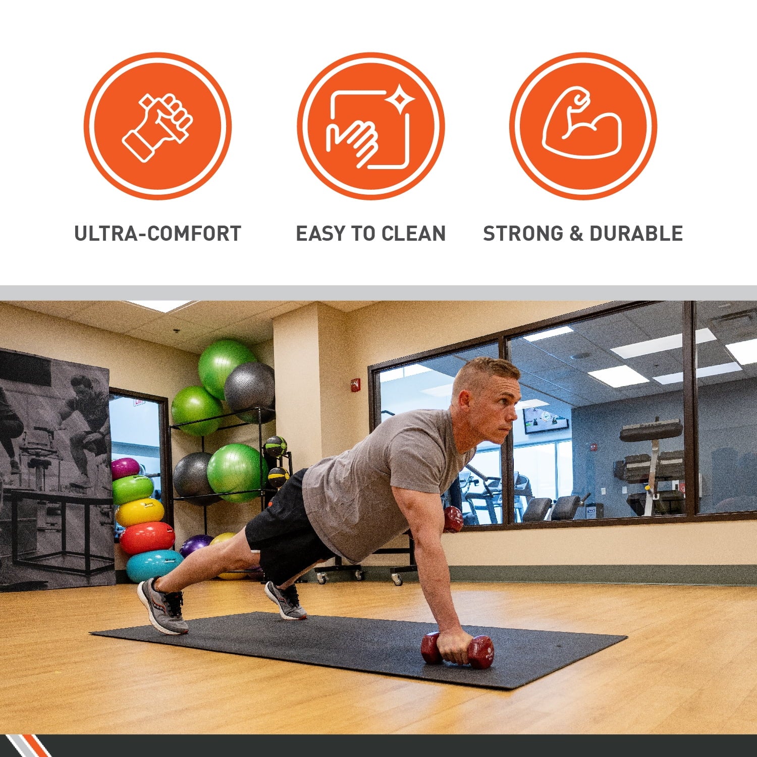 Vinyl Coated Dumbbell Weight, 15 Lb. (Single) - Strength Training Equipment for Home Fitness & Gym Workouts (Gray)