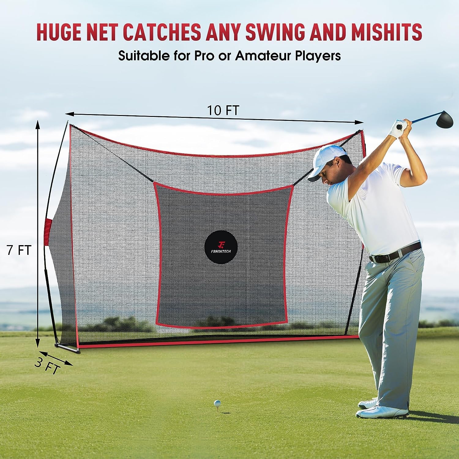 Golf Practice Net - Heavy Duty Driving Range Net with High Impact Chipping Target, Include Carry Bag and Golf Balls for Indoor Outdoor